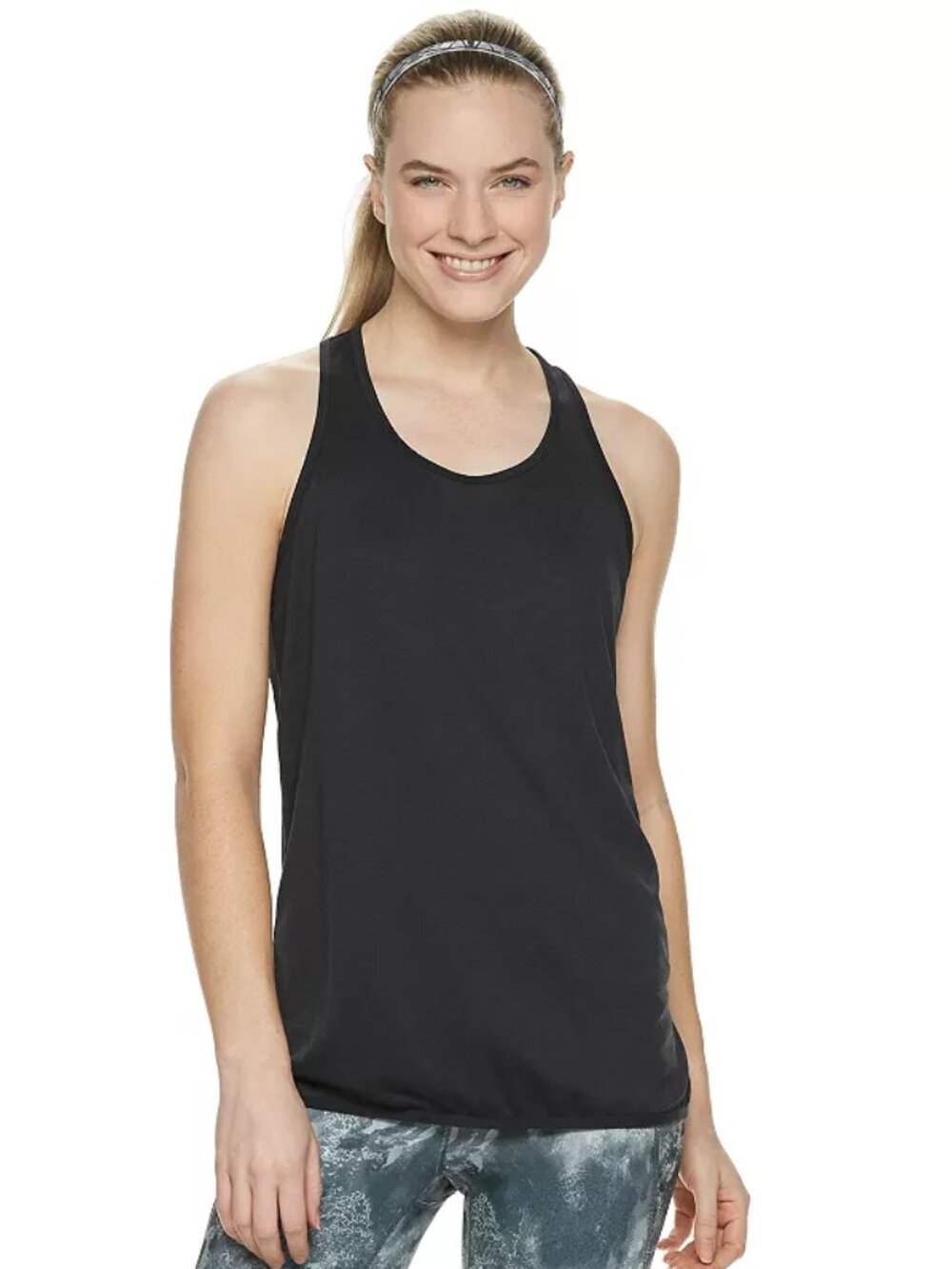 Tek Gear Women’s Tank Top M Black Racerback Moisture Wicking Banded Hem